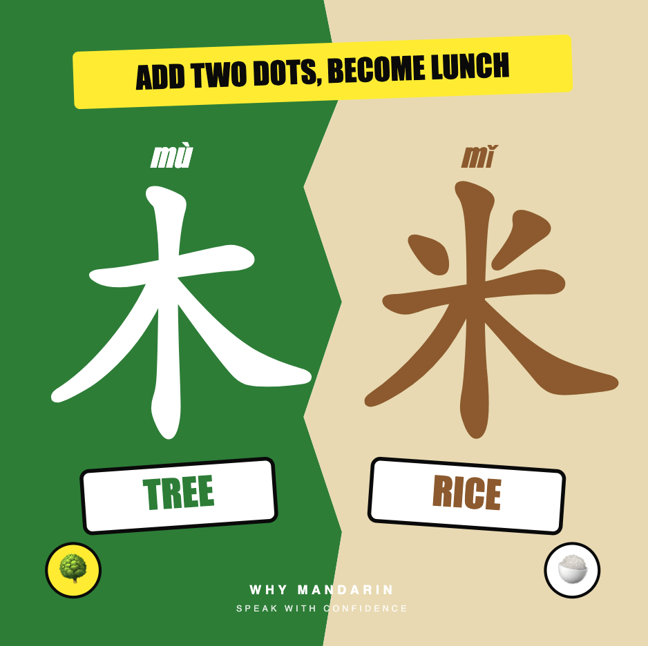 Why Mandarin visual comparison: 木 and 米